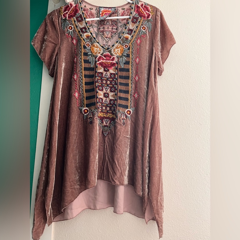 Johnny Was Velvet Stitched top